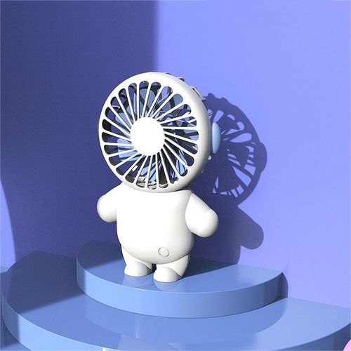 Mini Ventilateur Portable, Ventilateur Portatif Rechargeable USB-Réglage à 3 Vitesses-Cartoon-Blanc