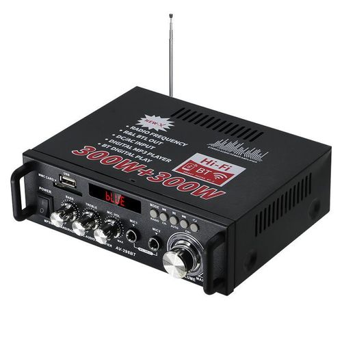 Stereo Audio Amplifier with Bluetooth 50 Stereo Audio Amplifier RMS 40Wx2 Power Amp 2 Channel Stereo Receiver for Home Theater Speakers Bass Treble Control USBSDRCAMICFM in Remote