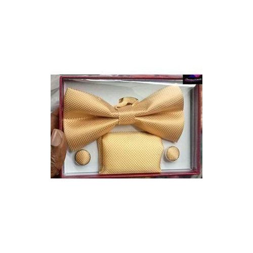 Coffret Nœud Papillon + Pochette + Bouton De Manchettes - DORE