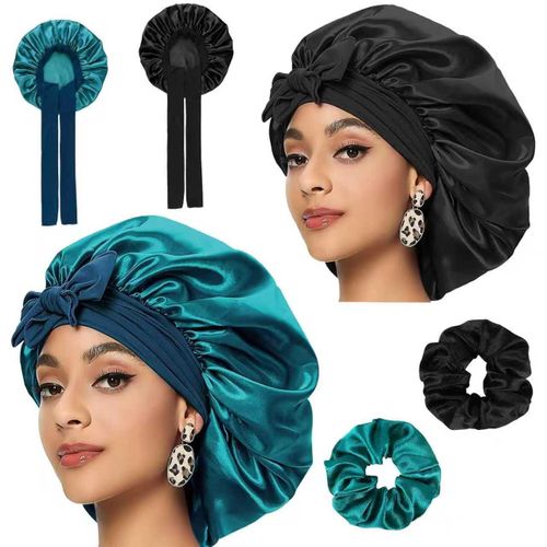 Pack of 2 Bonnet, Satin Hair Cap, Sleep Cap, Silk, Curl Cap, Silk Bonnet for Sleeping, Hair Protection for the Night, Silk Bonnet Sleep Cap with Elastic Band for Women Visit the RVLZKCPG Store